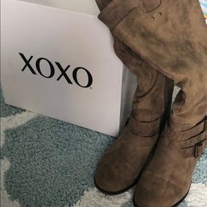 XOXO tan embellished boots